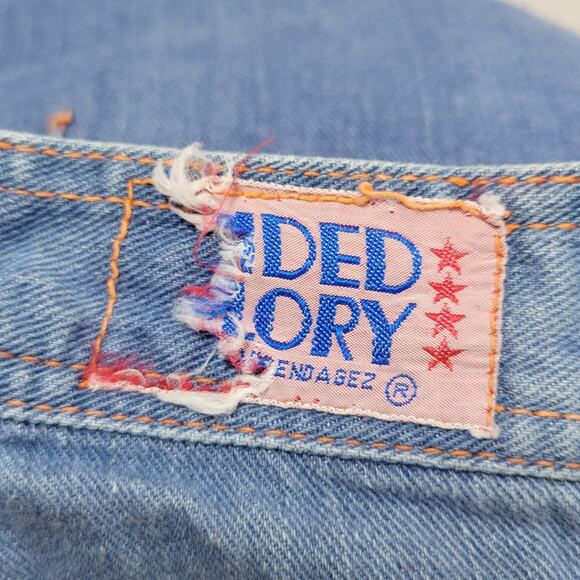 Vintage 70s Faded Glory Orange Stitching Bareback Plaid Flannel Lined Jeans, 28" - Picture 4 of 6